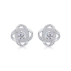 18K White Gold Interwoven Circle Design Diamond Stud Earrings (0.5 CT Each)