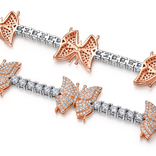 18K White Gold Butterfly Diamond-Embedded Bracelet