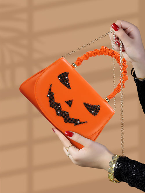 Halloween Pumpkin Grimace Handheld Small Square Bag