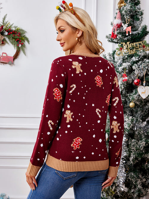 Christmas Gingerbread Man Red Knitted Sweater