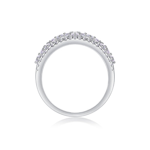 18K White Gold Hollow-Out Design Diamond Wedding Ring for Women