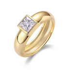 18K Gold Plated 5.5MM*5.5MM Square Diamond Wedding Ring for Women