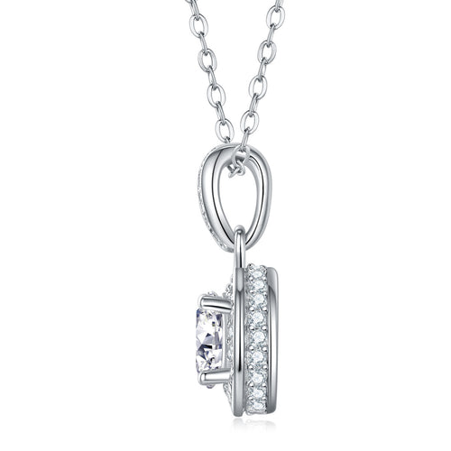 18K White Gold Radiant 1 Carat Diamond Pendant Necklace for Women