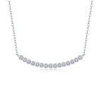 18K White Gold Pendant Necklace with Fifteen Round Diamonds for Women