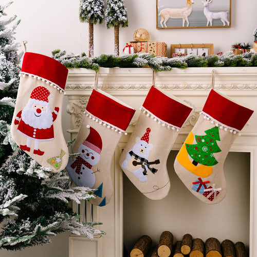 Christmas Snowball-Edged Cartoon Patterned Gift Socks