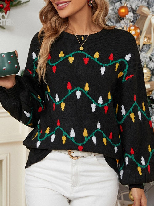 Christmas Light-Up Black Knit Sweater