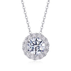 18K White Gold Luxurious Flower-Shaped 2 Carat Round Diamond Pendant Necklace