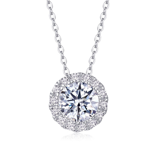 18K White Gold Luxurious Flower-Shaped 2 Carat Round Diamond Pendant Necklace