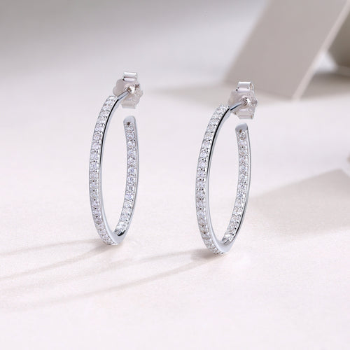 18K White Gold 74-Round Diamond Earrings