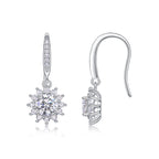 18K White Gold Flower-Shaped 0.5 Carat Round Diamond Stud Earrings (0.5 Carat Each)