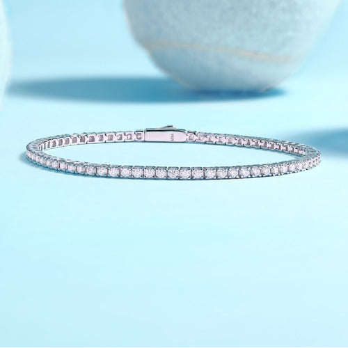 18K White Gold 2mm Moissanite Bracelet