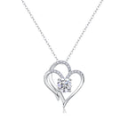 18K White Gold Intertwined Heart-Shaped 1 Carat Round Diamond Pendant Necklace