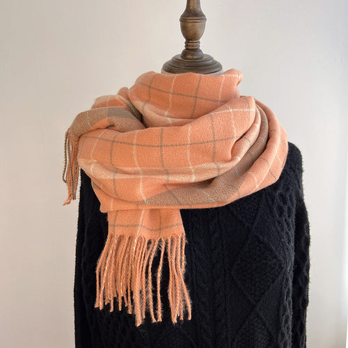 Women's Winter Versatile Warm Plaid Fringe Scarf Shawl