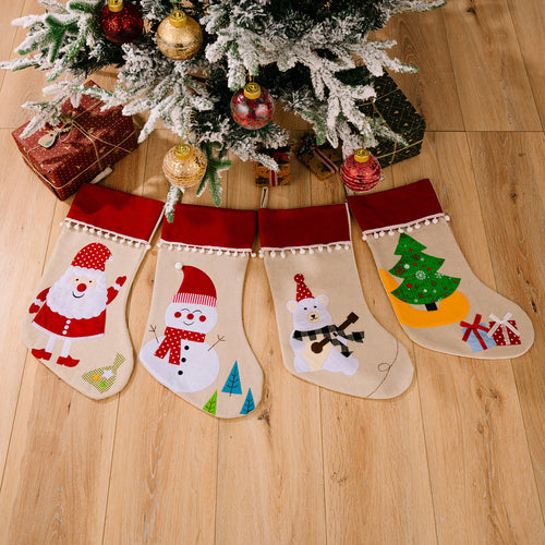 Christmas Snowball-Edged Cartoon Patterned Gift Socks