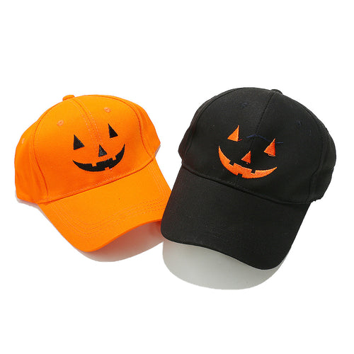 Halloween Pumpkin Ghost Face Embroidered Baseball Hat