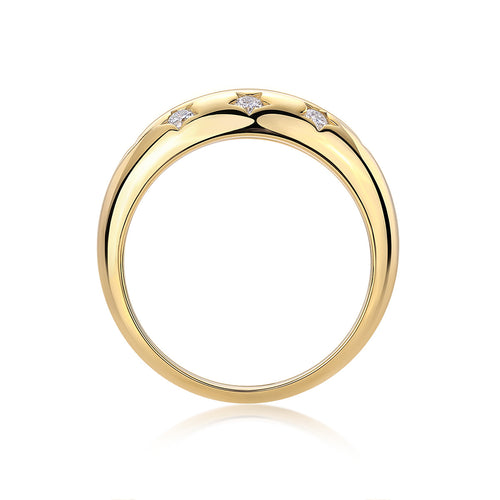 18K Gold Plated Star Diamond Wedding Ring for Women