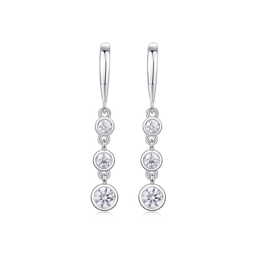 18K White Gold Six Round Diamond Pendant Earrings