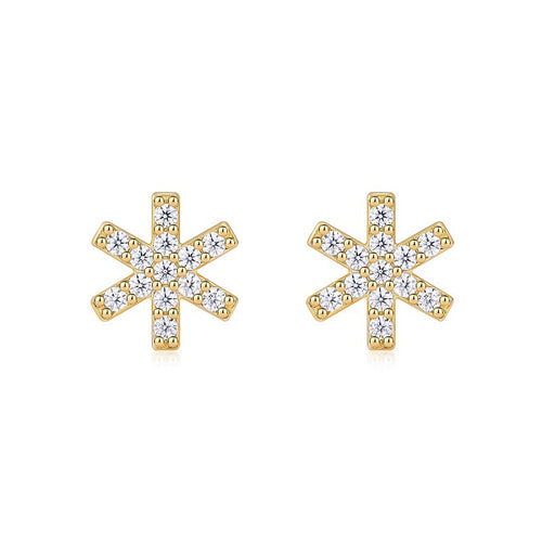 18K Gold Plated Snowflake 1.5mm Moissanite Stud Earrings