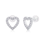 18K White Gold Heart-Shaped Stud Earrings with Diamond Accents