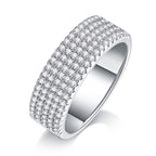 18K White Gold Five-Row Pave Diamond Wedding Ring for Women