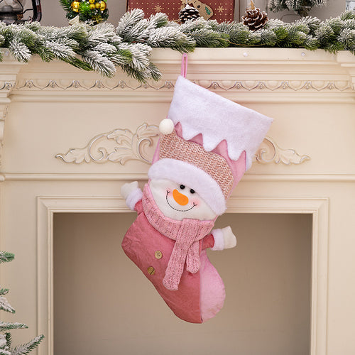 Pink Santa Claus & Snowman Gift Socks