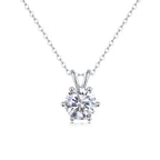 18K White Gold Six-Prong 2 Carat Round Diamond Pendant Necklace for Women