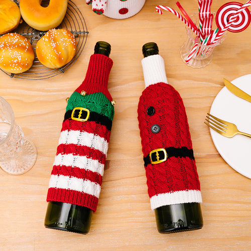 Christmas Belt Knitted Wine Bottle Cover