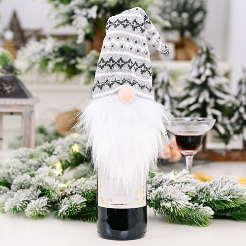 Christmas Knitted Hat Forest Elf Wine Bottle Cover