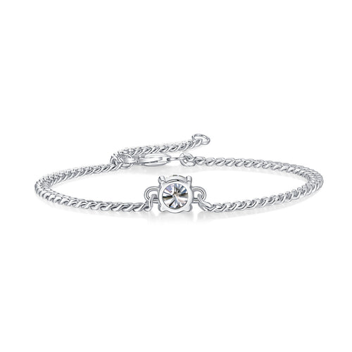 18K White Gold Glittering Round Diamond Bracelet