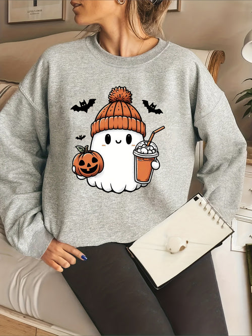 Halloween Cute Ghost Printed Long Sleeve