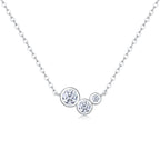 18K White Gold Pendant Necklace with Three Round Diamonds for Women