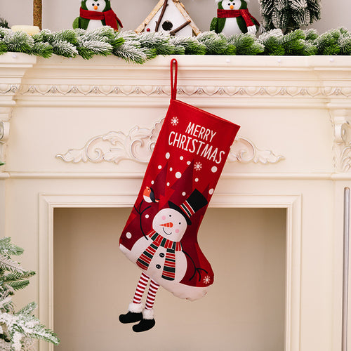 Santa Claus, Snowman, Elk, and Tiny Tree Printed Leg-Hanging Gift Socks