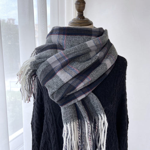 Women's Winter Warm Plaid Fringe Scarf Shawl