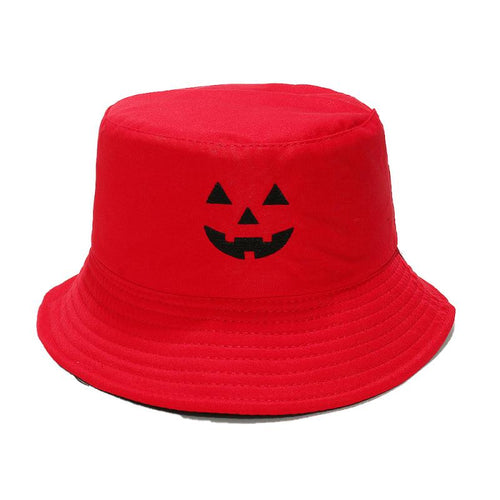 Halloween Pumpkin Face Embroidered Double-Sided Fisherman Hat