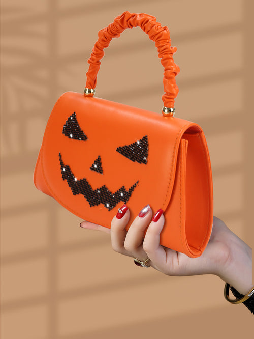 Halloween Pumpkin Grimace Handheld Small Square Bag