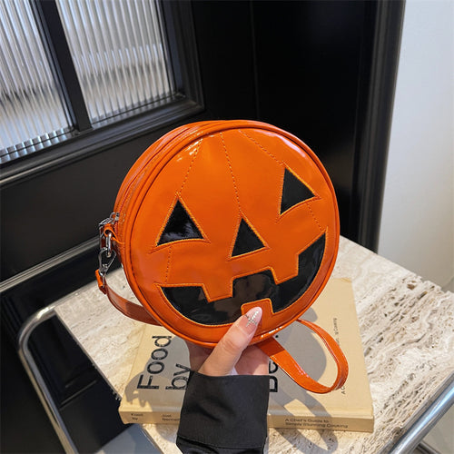 Halloween Pumpkin Grimace Circular Crossbody Bag