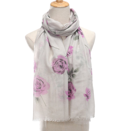 Ladies' Rose Printed Scarf Shawl