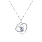 18K White Gold Intertwined Hearts Pendant Necklace with a 1 Carat round Diamond for Women