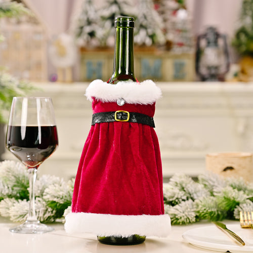 Christmas Velvet Dress Gown Wine Bottle Cover