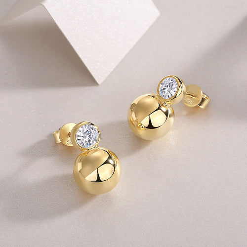 18K Gold Plated 0.5 Carat Round Diamond Stud Earrings (0.5 Carat Each)