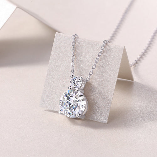 Glittering 18K White Gold 3 Carat Round Diamond Pendant Necklace for Women