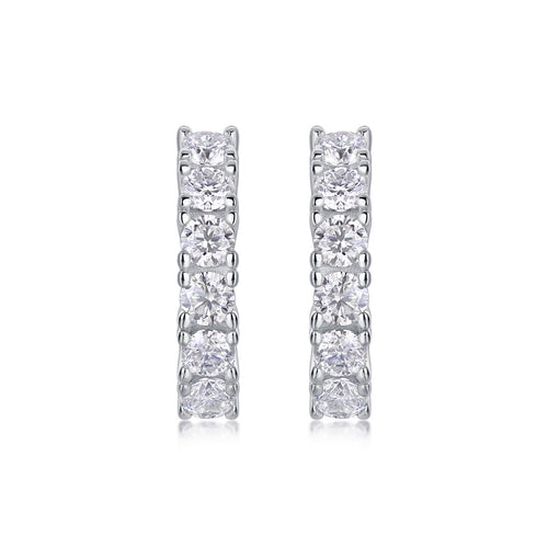 18K White Gold Earrings with 12 Round Diamonds