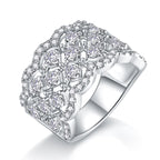 18K White Gold Romantic Lace Snowflake Wedding Ring for Women