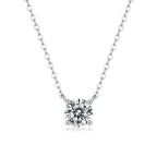 18K White Gold Shimmering Four-Prong Round Diamond Necklace for Women