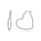 18K White Gold Heart-Shaped Earrings with Diamonds