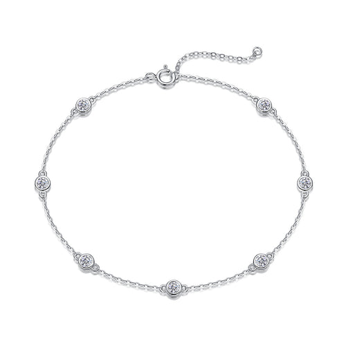 18K White Gold Seven 0.1 Carat Moissanite Bracelet