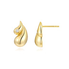 18K Gold Plated 2.5mm Round Diamond Teardrop Stud Earrings