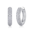 18K White Gold Three-Row 74-Diamond Earrings