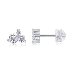 18K White Gold Three-Stone Moissanite Stud Earrings