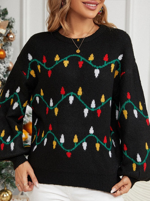 Christmas Light-Up Black Knit Sweater